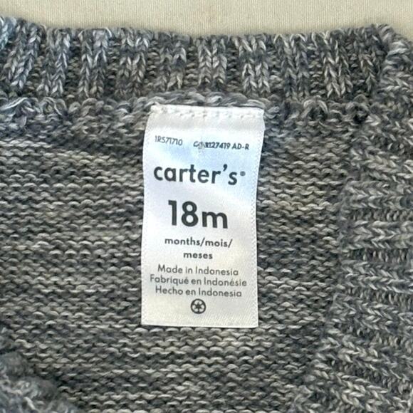 Carter's Fuzzy Reindeer Pullover Sweater Boys/Girls 18M | Gray Marled Knit - Picture 4 of 6